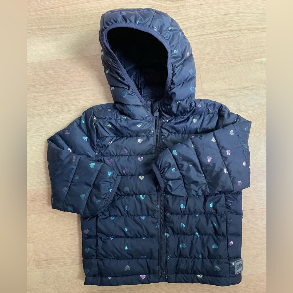 Gap Navy Blue Coat with heart shaped design - 2T